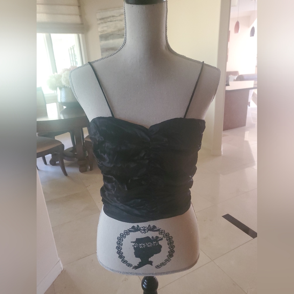 The Line by K Black Ruched Satin Top